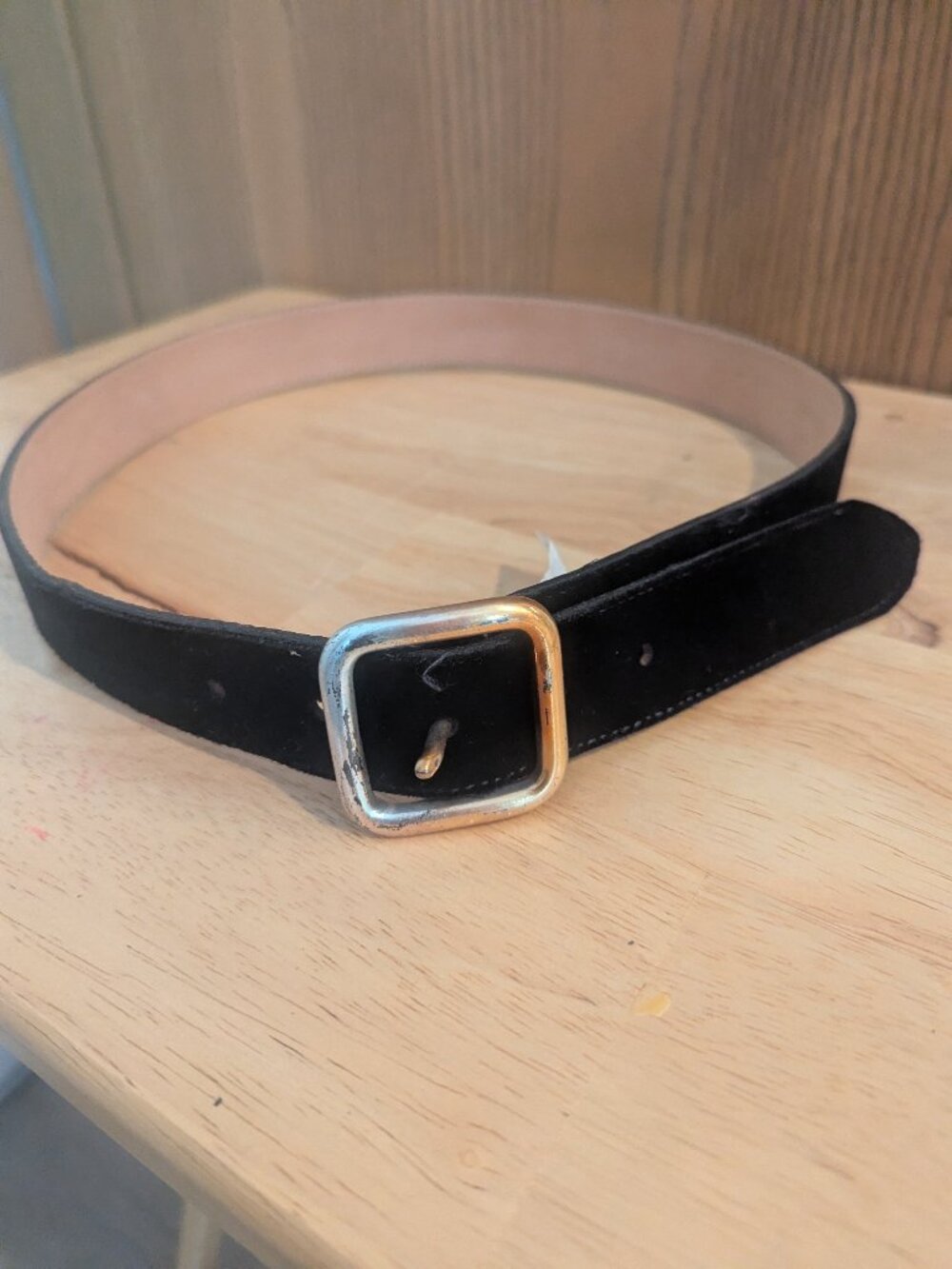 VTG Gap Brass Buckle Leather Black Velvet Belt-Women's Size 32